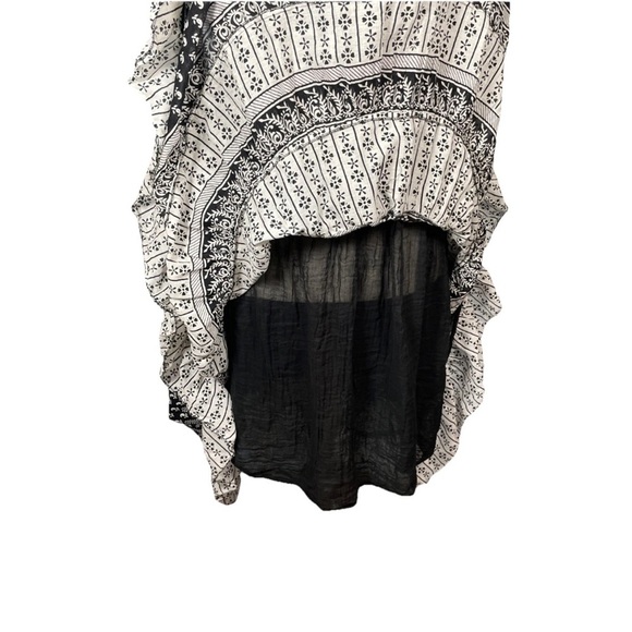 Silver Stream Cotton Tired Boho Ruffle Maxi Dress Size Small Black White Lined - Picture 6 of 7